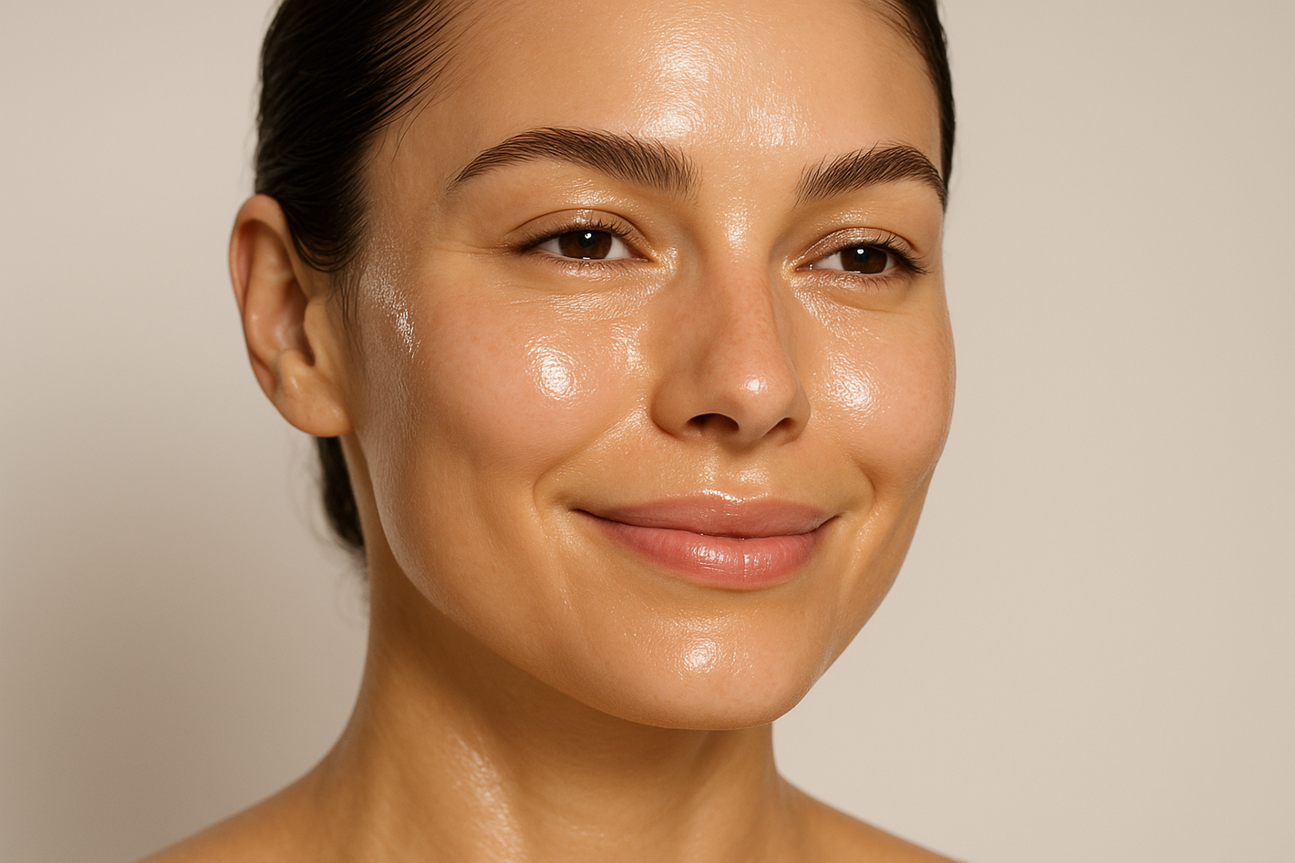 generate a woman's face with improved elasticity and radiant skin for review image
